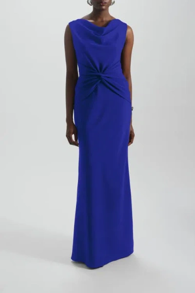 Amsale Twist Crepe Dress In Blue