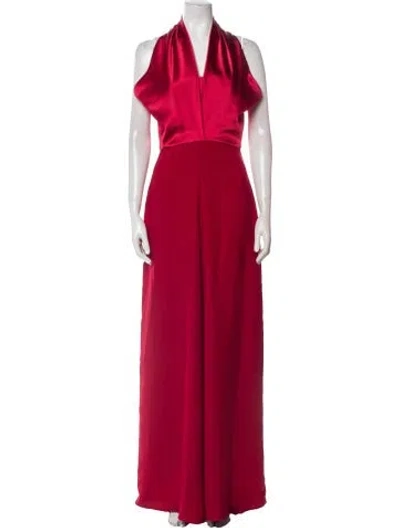 Pre-owned Amsale V-neck Jumpsuit In Red