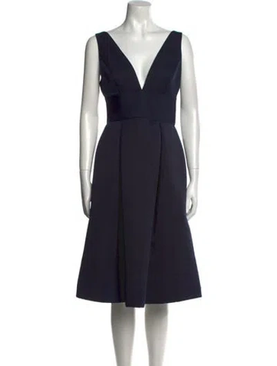 Pre-owned Amsale V-neck Knee-length Dress W/ Tags In Black