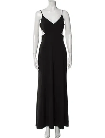 Pre-owned Amsale V-neck Long Dress In Black
