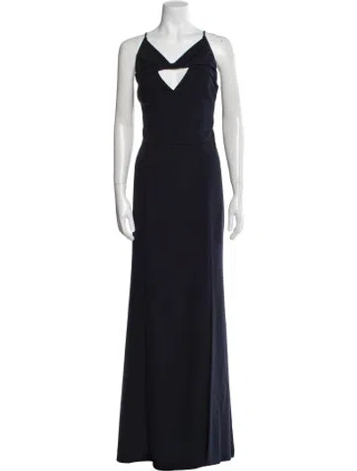 Pre-owned Amsale V-neck Long Dress In Blue