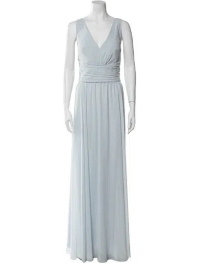 Pre-owned Amsale V-neck Long Dress In Blue