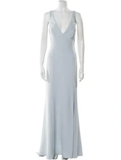 Pre-owned Amsale V-neck Long Dress In Blue