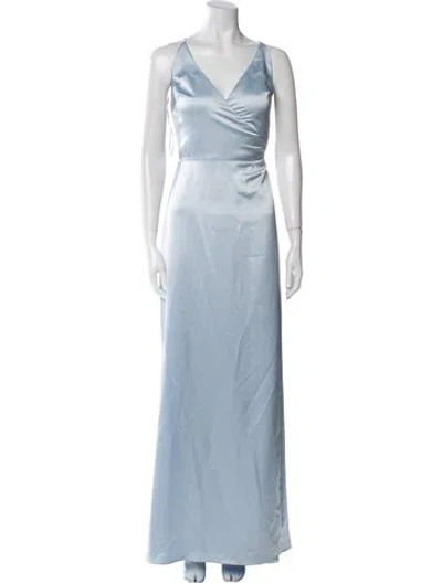 Pre-owned Amsale V-neck Long Dress In Blue