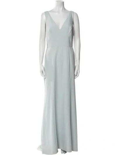 Pre-owned Amsale V-neck Long Dress In Blue