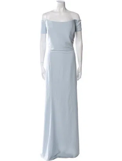 Pre-owned Amsale V-neck Long Dress In Blue