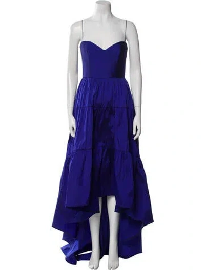Pre-owned Amsale V-neck Long Dress In Blue