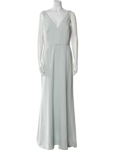 Pre-owned Amsale V-neck Long Dress In Blue