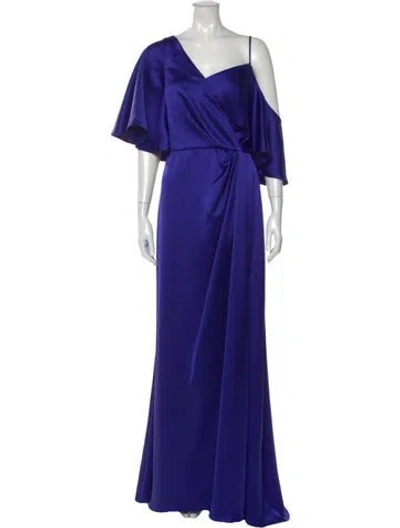Pre-owned Amsale V-neck Long Dress In Blue