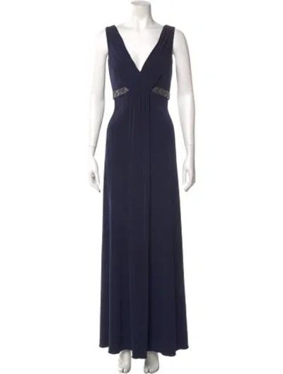 Pre-owned Amsale V-neck Long Dress In Blue