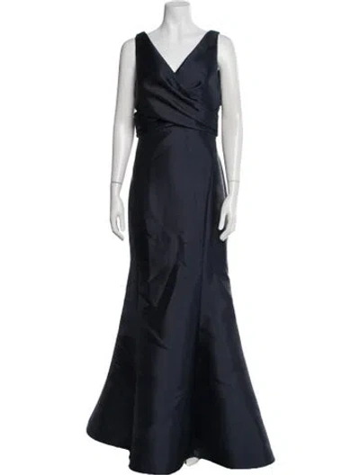 Pre-owned Amsale V-neck Long Dress In Blue