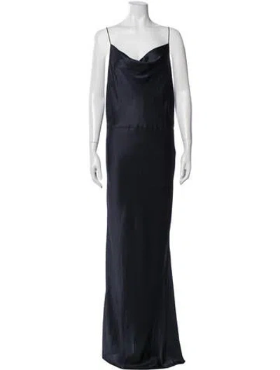 Pre-owned Amsale V-neck Long Dress In Blue