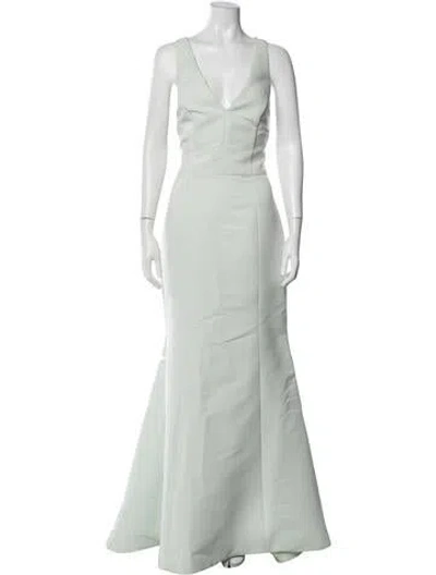 Pre-owned Amsale V-neck Long Dress In Blue