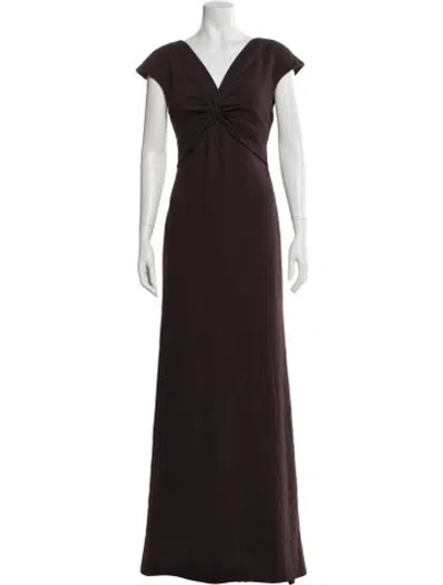 Pre-owned Amsale V-neck Long Dress In Brown