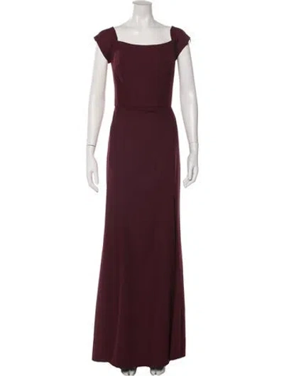 Pre-owned Amsale V-neck Long Dress In Burgundy
