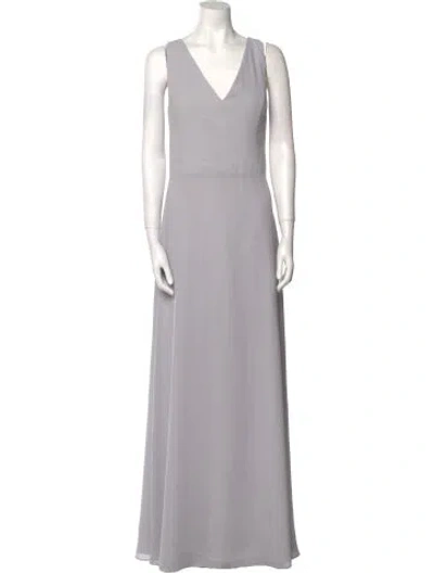 Pre-owned Amsale V-neck Long Dress In Gray