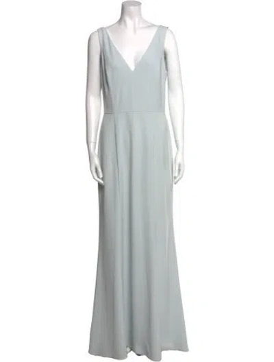 Pre-owned Amsale V-neck Long Dress In Gray