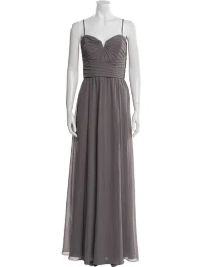 Pre-owned Amsale V-neck Long Dress In Gray