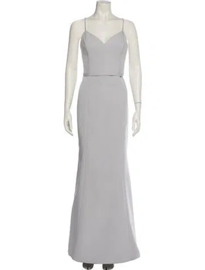 Pre-owned Amsale V-neck Long Dress In Gray