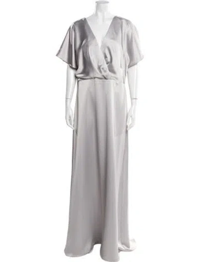 Pre-owned Amsale V-neck Long Dress In Gray