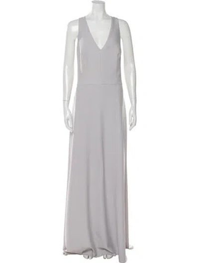 Pre-owned Amsale V-neck Long Dress In Gray