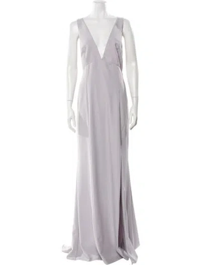 Pre-owned Amsale V-neck Long Dress In Gray