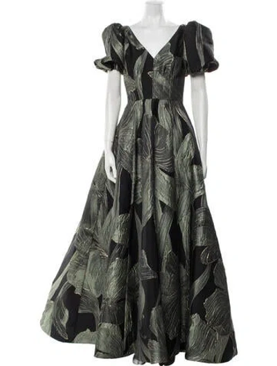Pre-owned Amsale V-neck Long Dress In Green
