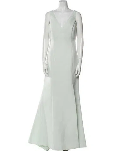 Pre-owned Amsale V-neck Long Dress In Green