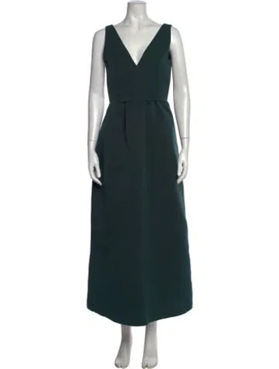 Pre-owned Amsale V-neck Long Dress In Green