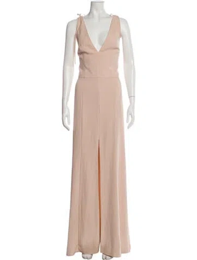 Pre-owned Amsale V-neck Long Dress In Neutral