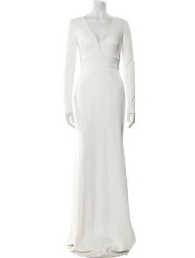 Pre-owned Amsale V-neck Long Dress In Neutral