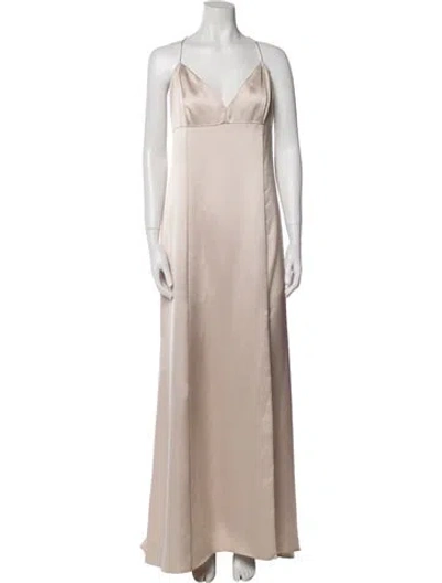 Pre-owned Amsale V-neck Long Dress In Neutral
