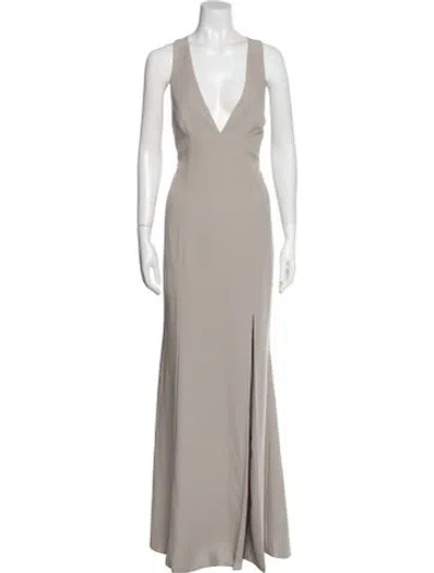 Pre-owned Amsale V-neck Long Dress In Neutral