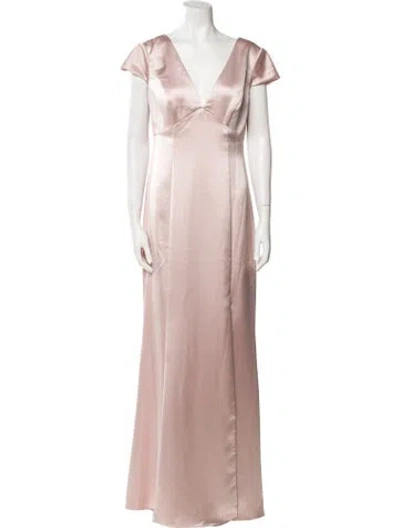 Pre-owned Amsale V-neck Long Dress In Neutral