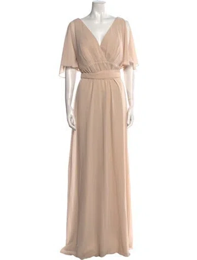 Pre-owned Amsale V-neck Long Dress In Neutral