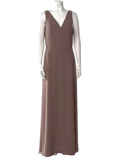Pre-owned Amsale V-neck Long Dress In Neutral