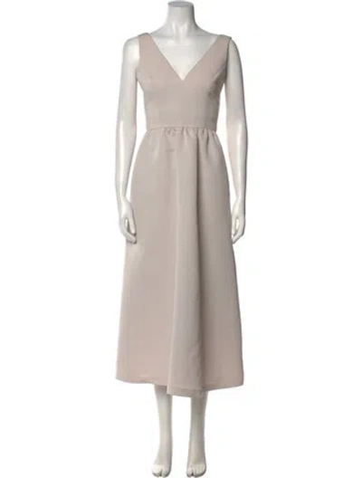 Pre-owned Amsale V-neck Long Dress In Neutral