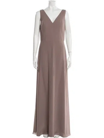 Pre-owned Amsale V-neck Long Dress In Neutral