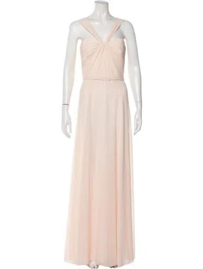 Pre-owned Amsale V-neck Long Dress In Neutral