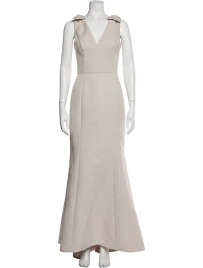 Pre-owned Amsale V-neck Long Dress In Neutral