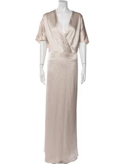 Pre-owned Amsale V-neck Long Dress In Neutrals