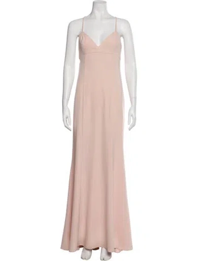Pre-owned Amsale V-neck Long Dress In Pink