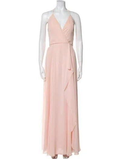 Pre-owned Amsale V-neck Long Dress In Pink