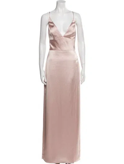 Pre-owned Amsale V-neck Long Dress In Pink