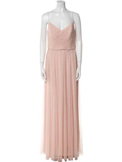 Pre-owned Amsale V-neck Long Dress In Pink