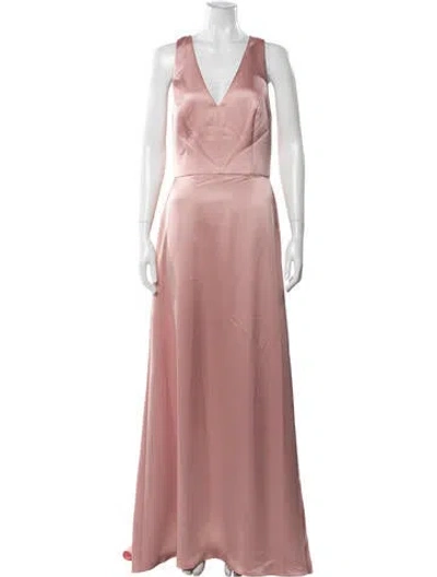 Pre-owned Amsale V-neck Long Dress In Pink
