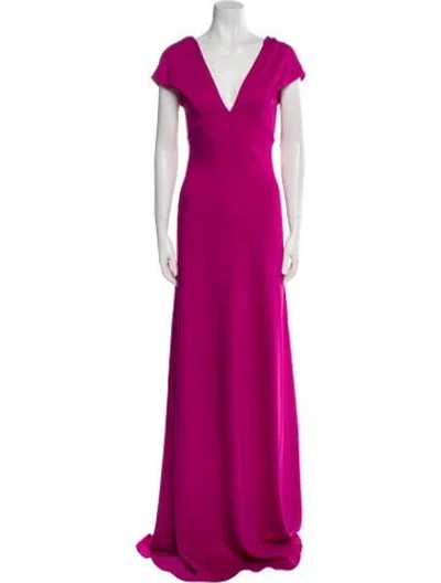Pre-owned Amsale V-neck Long Dress In Pink