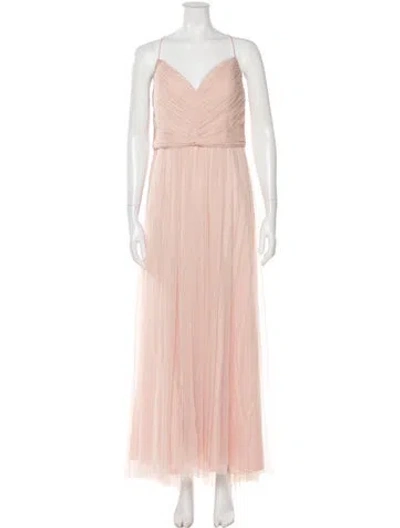 Pre-owned Amsale V-neck Long Dress In Pink