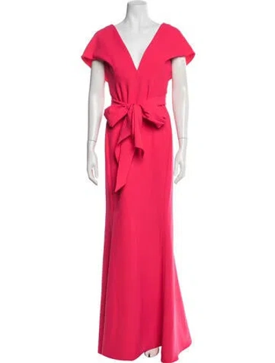Pre-owned Amsale V-neck Long Dress In Pink