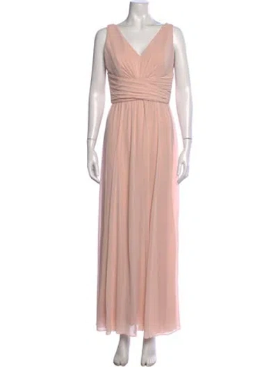 Pre-owned Amsale V-neck Long Dress In Pink